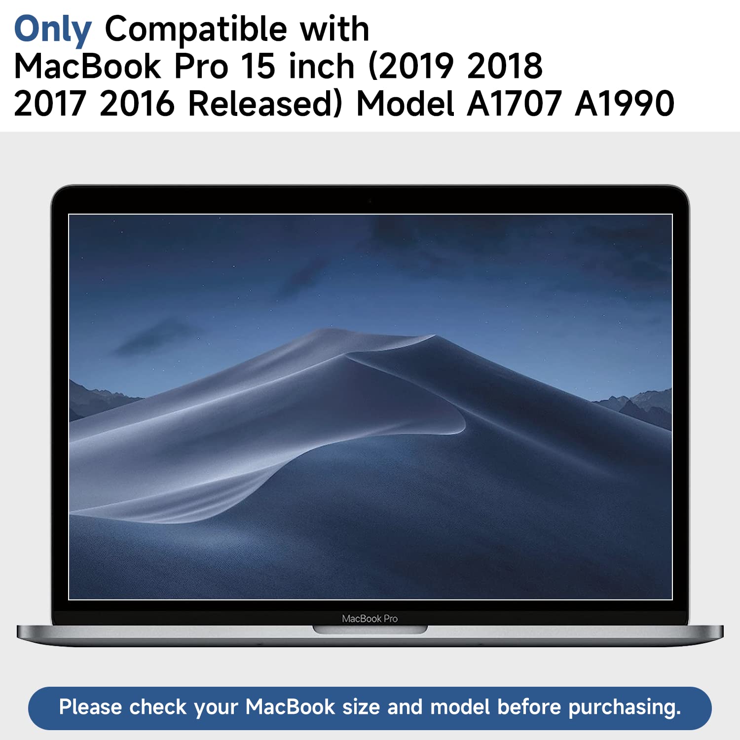 ANTOGOO V 2 Pack MacBook Pro 15 Screen Protector - Anti-Glare, Anti-Scratch Matte Film for 2016-2019 Models, Transparent